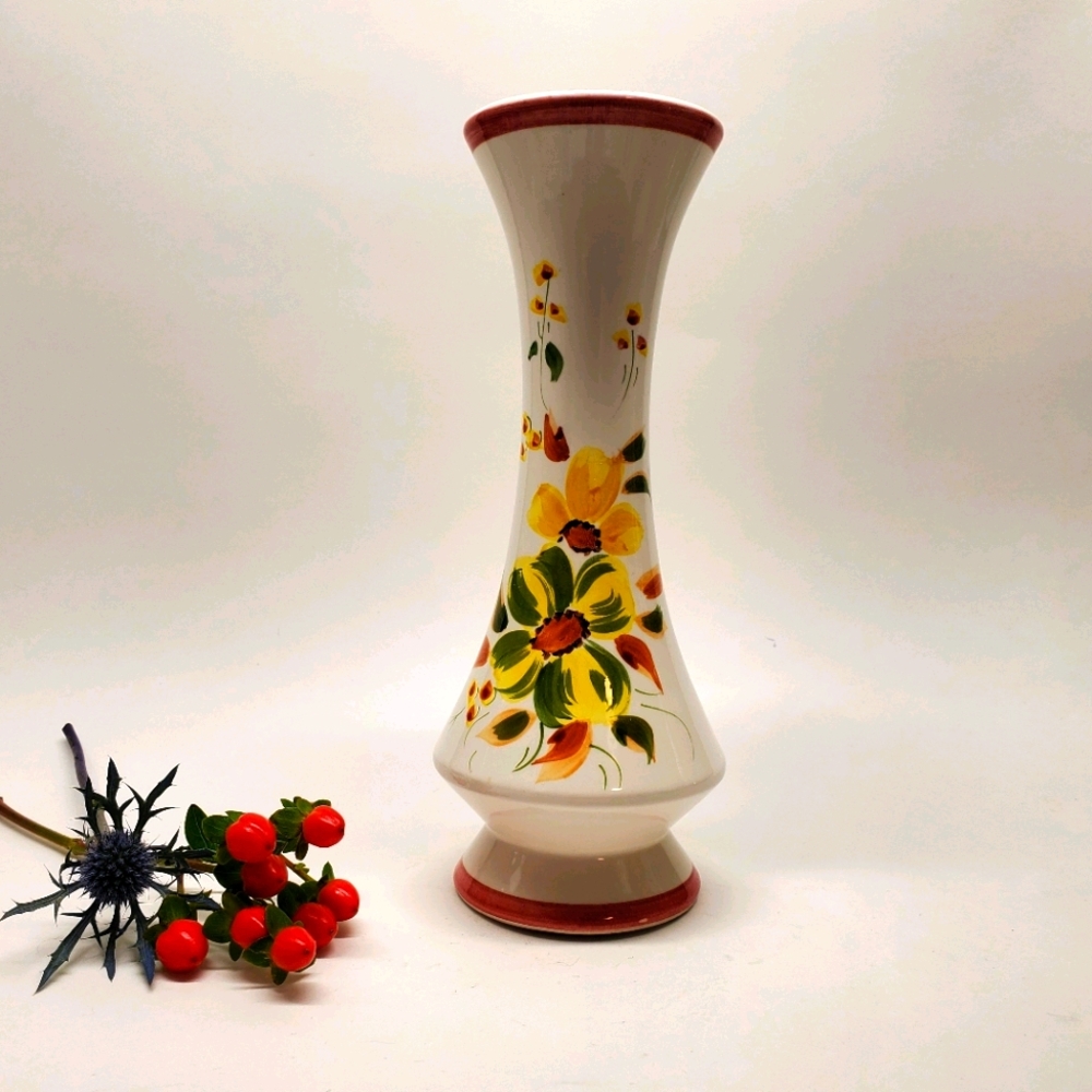 Vase with Floral Print, Vintage Vase Japan Made